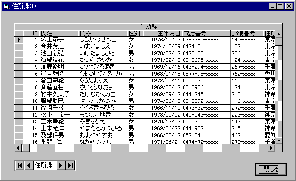 画面7:表形式で表示される