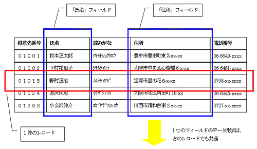 図1:レコードとフィールドの関係