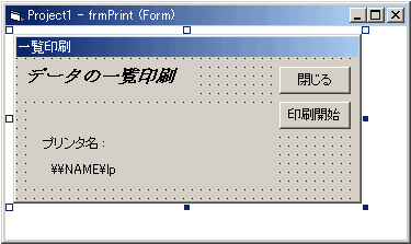 画面３：印刷用フォーム(frmPrint)のデザイン