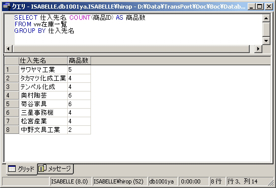 sql レコードの数を数える