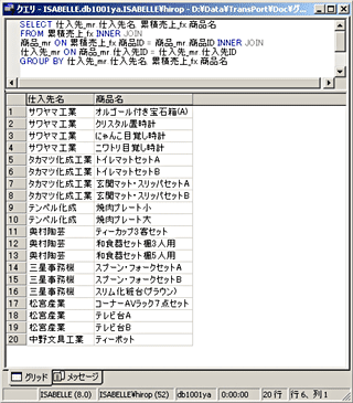 画面14：リレーション設定したレコードをグループ化する(ex11.sql)