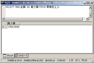 画面9：売り上げの最少額を求める（ex09.sql）