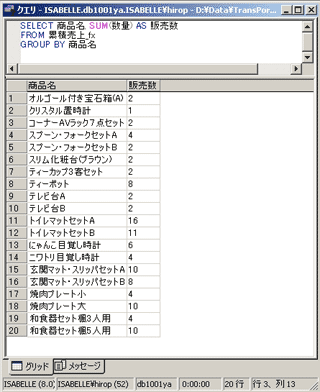 画面16：商品ごとの販売数量を求める（ex16.sql）