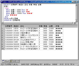 画面4：販売額に応じて「★」で評価を示した(ex02.sql)