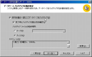 画面10：データベースのバックアップ計画を設定