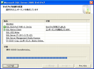 画面18：インストールの進行状況が表示される